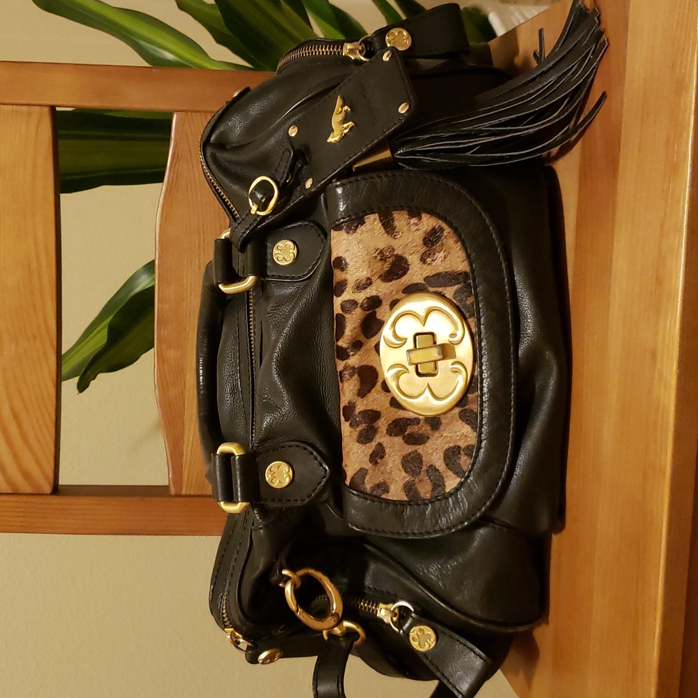 Emma Fox black leather purse (removable cross-body strap)